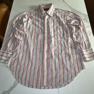 Vintage 70s Sears Kings Road Shop Button Up Shirt Striped Long Sleeve Mens XL